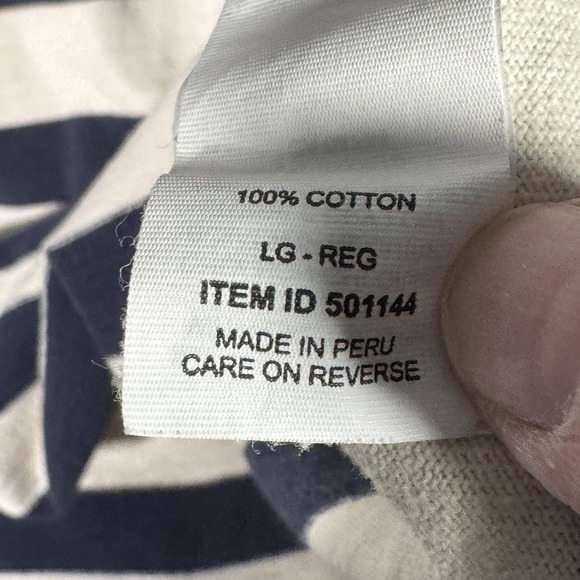 L.L.Bean Rugby Polo Shirt Mens Large Blue Stripe Long Sleeve Cotton Casual - Picture 4 of 8